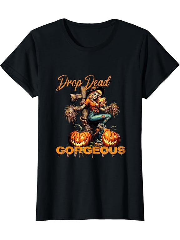 Drop Dead Gorgeous Retro Vintage Pin-Up Scarecrow Halloween T-Shirt