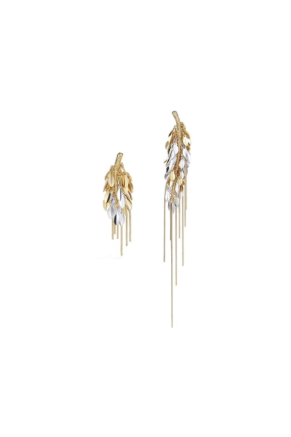 Drop Earrings for Women Asymmetrical Wheat Tassel - Dainty Gold & Silver Long Chain Dangle Earrings with 925 Sterling Silver Posts