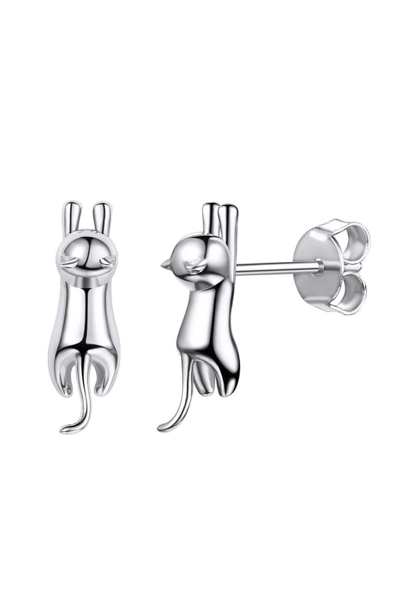 Drop Earrings for Women Elegant Pearl Stud 925 Sterling Silver Cat Dangle Earrings