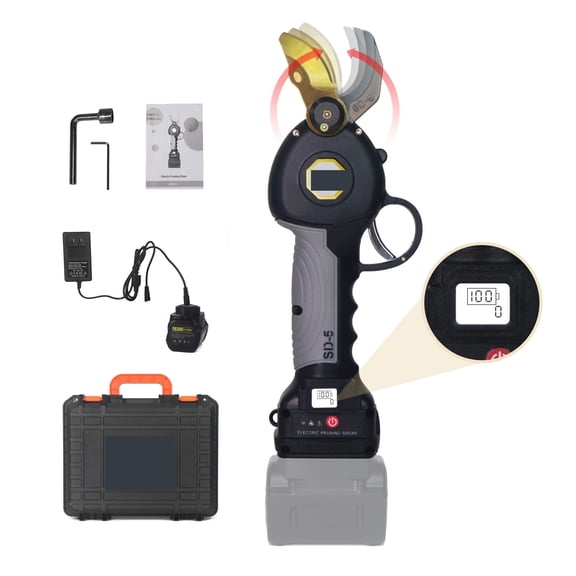 Drop-Forged Alloy Steel Dual-Action Blades Electric Pruning Shears, 16.8V 4.5AH Brushless Cordless Garden Tree Pruner