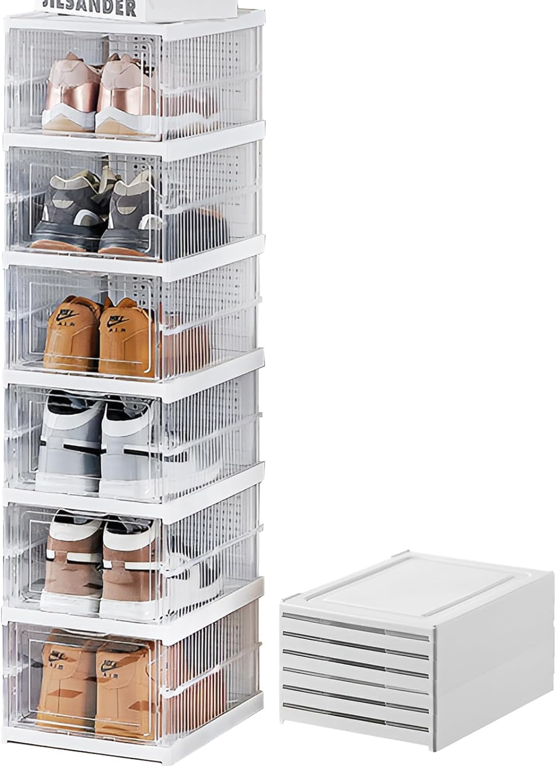 Stackable Shoe Storage Stackable Drop Front Shoe Storage Boxes - Clear ...