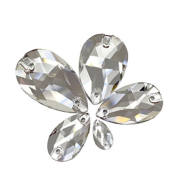 Drop Glass Crystal Sew On Rhinestones Flatback Sewing Stones, Water Drop Shape With Smooth Surface, For Garment Clothes Bags Diy Craft Decoration 13X22Mm Pack Of 20