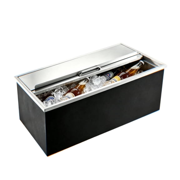 Drop In Ice Chest Large Capacity Stainless Steel Insulated Bin with Sliding Lid and Drain Pipe, Commercial Non Electric Keeps Ice Cold 24 Hours for Bar Kitchen, 36x18x14 inch