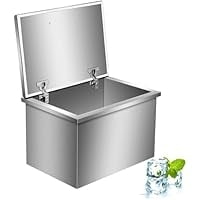 Drop in Ice Chest,Stainless Steel Ice Cooler,Commercial Ice Bin with Sliding Cover/Hinged Cover,Outdoor Kitchen Ice Bar,Drain-pipe and Drain Plug Included, for Cold Wine Beer
