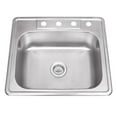 thumbnail image 1 of Drop-In 25 in. Single Bowl 20 Ga. Stainless Steel Kitchen Sink, 1 of 2