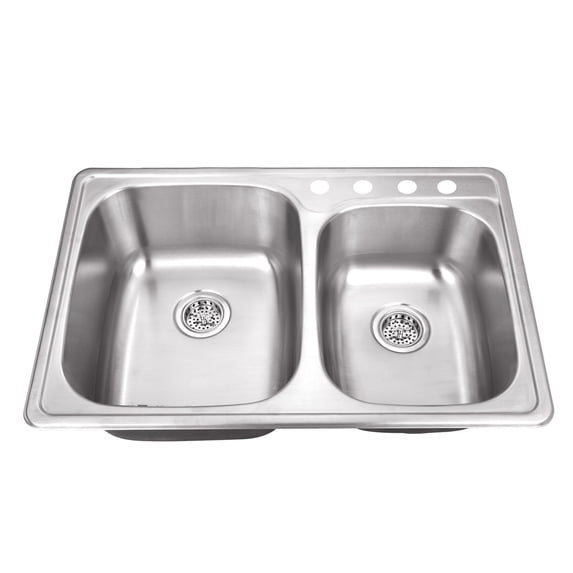 Drop-In 33-1/8 in. 60/40 Bowl 20 Ga. Stainless Steel Kitchen Sink