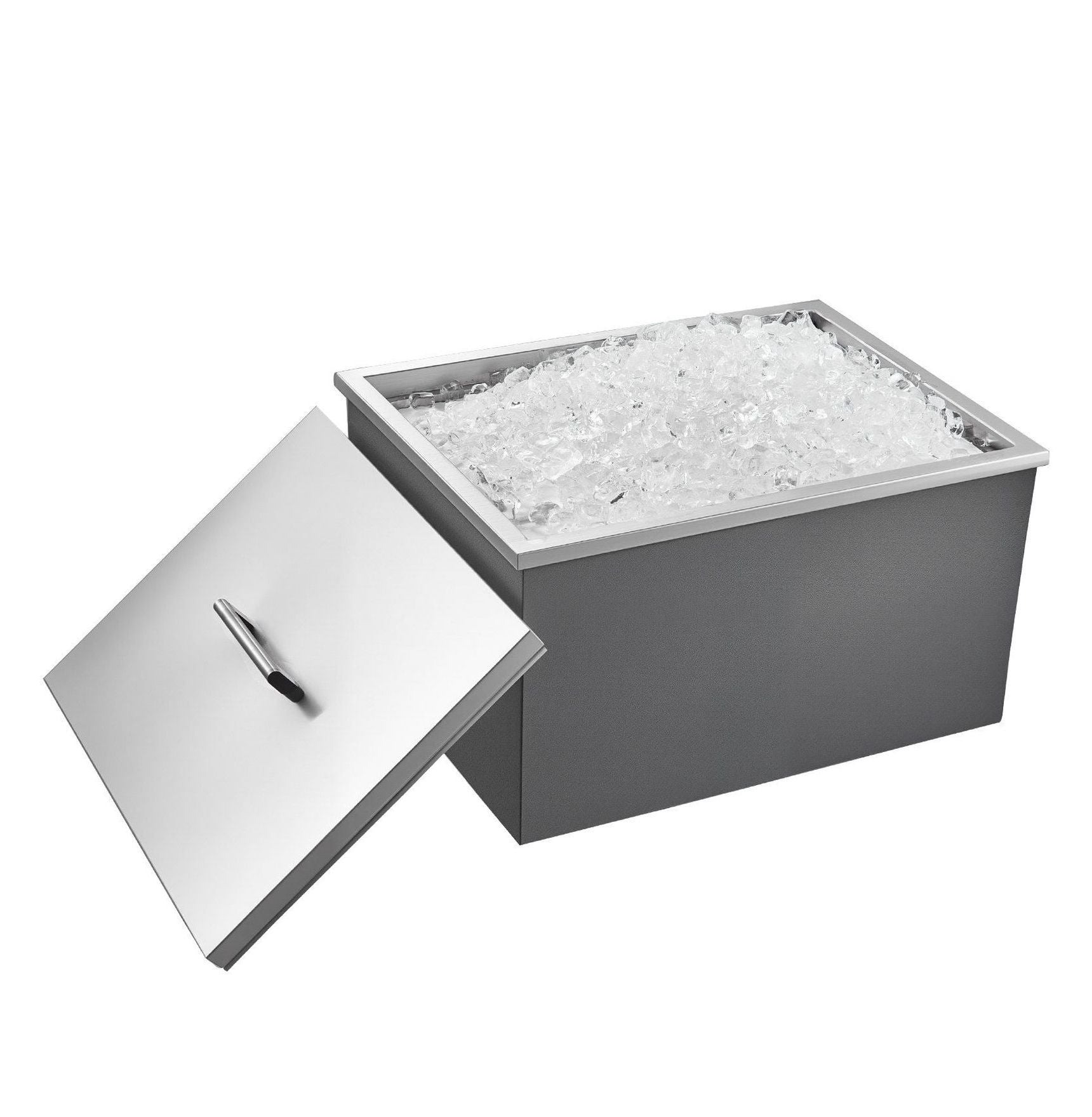 Drop In Ice Chest, 45.3 Quart Stainless Steel Cooler - Outdoor Kitchen Bar Ice Bin w/ Drain & Lid