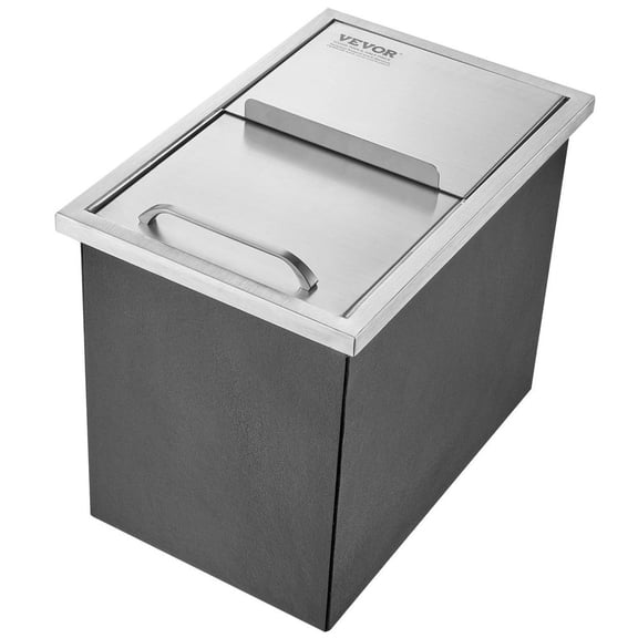 Drop-In Ice Chest, Stainless Steel Ice Cooler with Sliding Cover, Drain Pipe and Plug, for Outdoor Kitchens, Wine and Beer