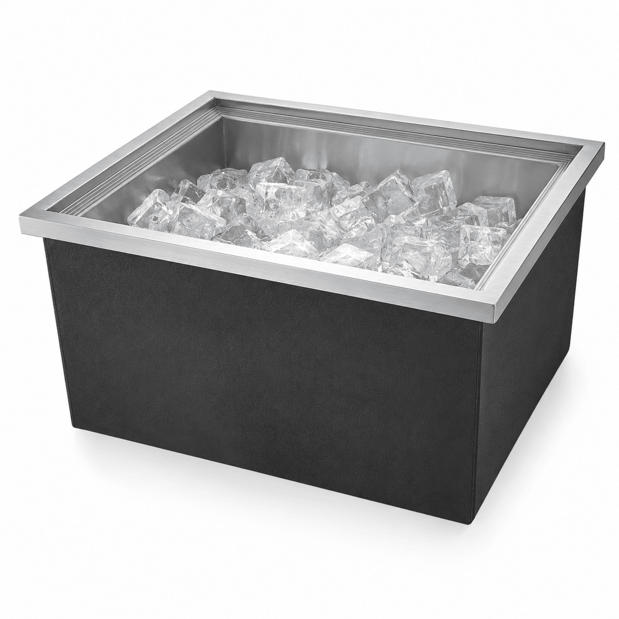 Drop-In Ice Chest, Stainless Steel Ice Storage Box with Lid and Drain Hose, Ice Bin for Chilled Wine, Beer, Beverage (23 x 17 x 12 Inches)