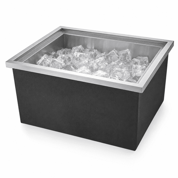 Drop-In Ice Chest, Stainless Steel Ice Storage Box with Lid and Drain Hose, Ice Bin for Chilled Wine, Beer, Beverage (23 x 17 x 12 Inches)
