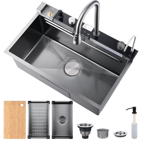 Drop In Kitchen Sink 30 Inch Single Bowl, Top Mount Stainless Steel Kitchen Sink, Deep Rust Resistant Kitchen Sink with Noise Reduction