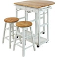 Drop Leaf Breakfast Cart with 2 StoolsWhite, 32"D x 29.75"W x 33"H