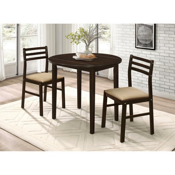 Drop Leaf Dining In Cappuccino And Tan - Graceful Finish Table For Small Areas