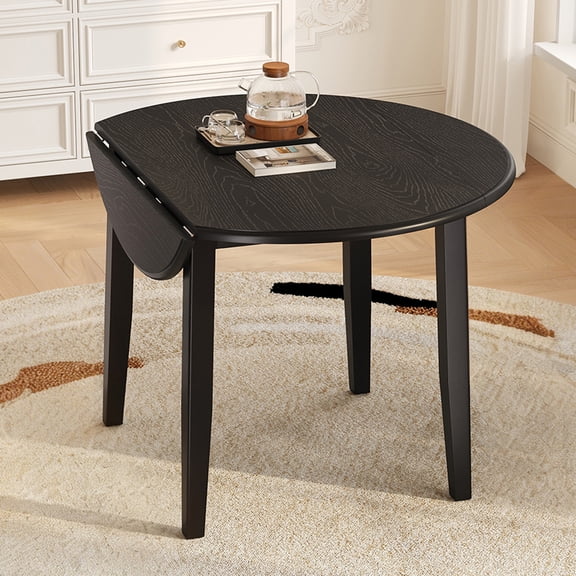 Drop Leaf Dining Table, Legahome 42" Extendable Round Kitchen Table for 4, Solid Wood Folding Dining Table, Dining Room Table Dinner Table for Kitchen, Breakfast Nook, Brown (Only Table)