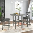 thumbnail image 1 of Drop Leaf Table and Chairs Set, 3-Piece Wooden Counter Height Dining Set with 2 Chairs, Kitchen Breakfast Table Set for Small Places, Gray, D8313, 1 of 10