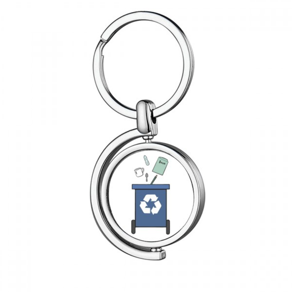 Drop Litter Rubbish Sign Diagram Rotating Keychain Metal Keyring Holder