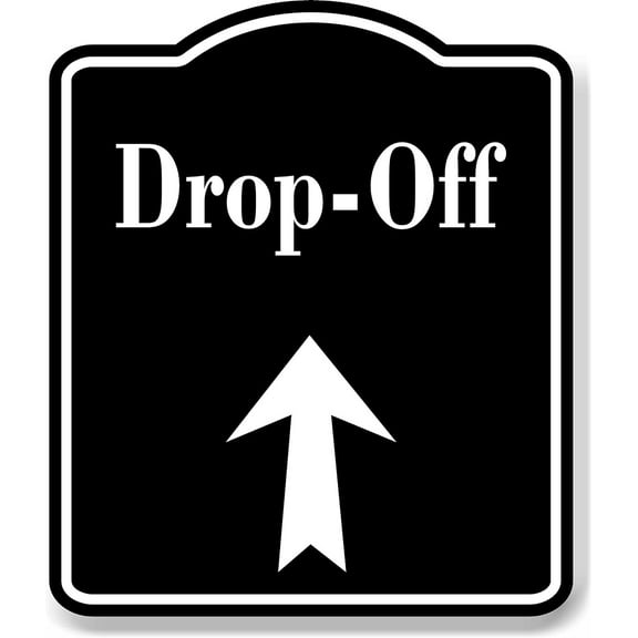 Drop-Off Up Arrow BLACK Aluminum Composite Sign, 8.5"x10"