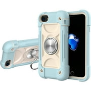 Drop Proof Case for iPhone 6/ iPhone 6S 4.7 inch, Allytech 360 Metal Rotating Ring Holder Kickstand Built-in Magnetic Car Mount Heavy Duty Hard PC Soft Silicone Shockproof Case, Ice Blue