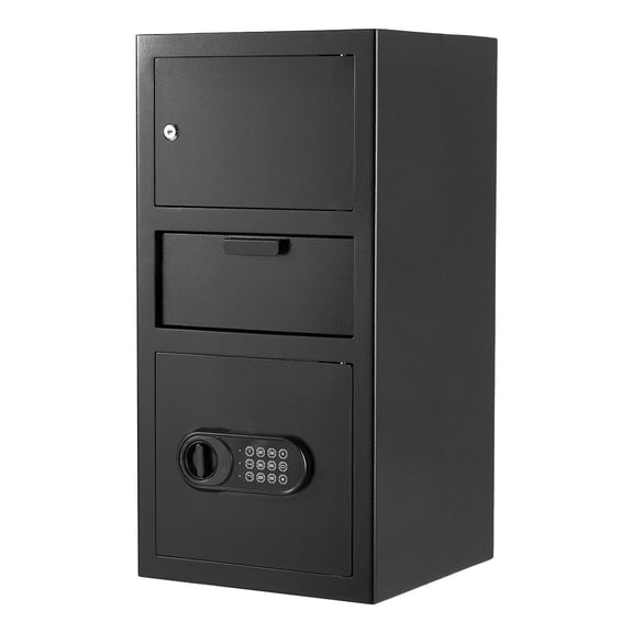 Drop Safe 3.6 Cubic Feet - Digital Keypad & Front Deposit Slot - Heavy Duty Cash Depository - 3 Tier Interior - Black