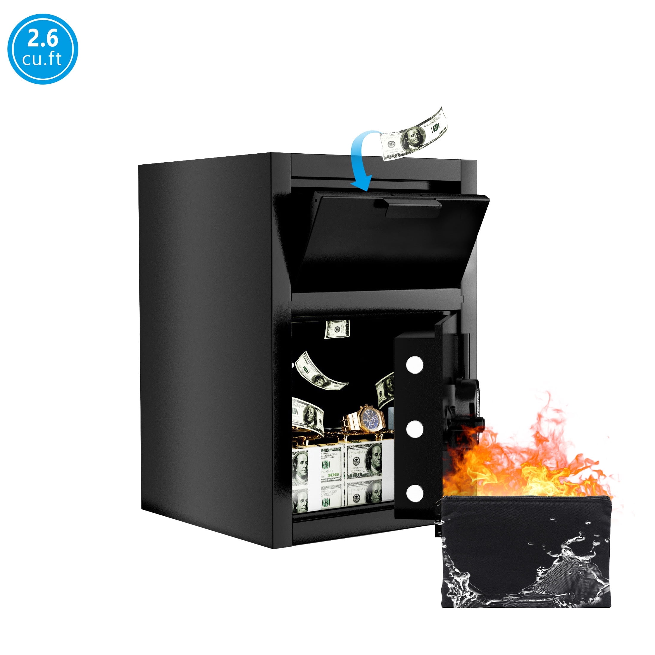 2.6 Cubic Fireproof Depository Safe With Drop Slot - Electronic Anti-Theft Safe For Business & Home