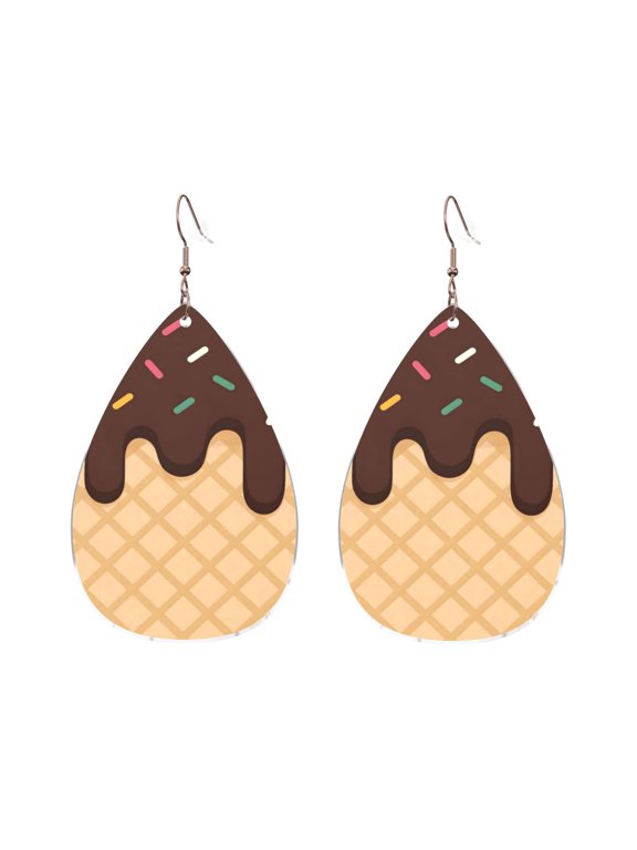 Drop Shaped Acrylic Earrings Modern Chic Dangle Earrings For Sensitive Ears Easy To Wear For Girlfriend Wife Friend Chocolate Ice Cream
