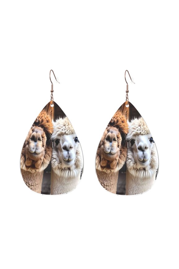 Drop Shaped Acrylic Earrings Modern Chic Dangle Earrings For Sensitive Ears Easy To Wear For Girlfriend Wife Friend Cute Llamas Alpacas (5)