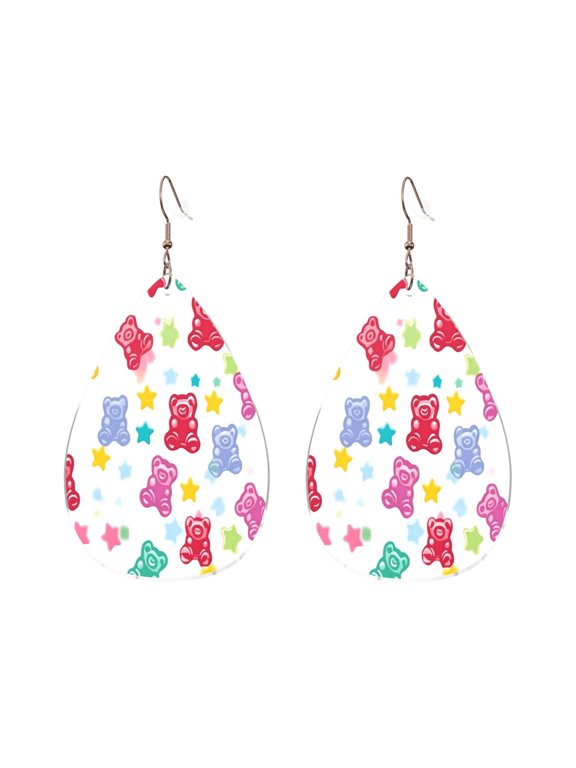 Drop Shaped Acrylic Earrings Modern Chic Dangle Earrings For Sensitive Ears Easy To Wear For Girlfriend Wife Friend Little Bear Gummy Bears