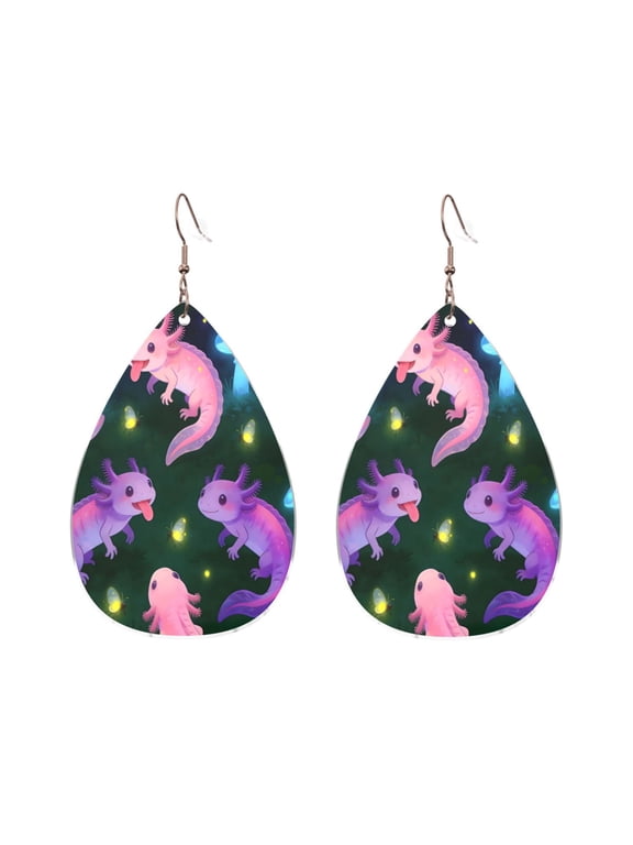 Drop Shaped Acrylic Earrings Modern Chic Dangle Earrings For Sensitive Ears Easy To Wear For Girlfriend Wife Friend Mushroom Firefly Axolotl