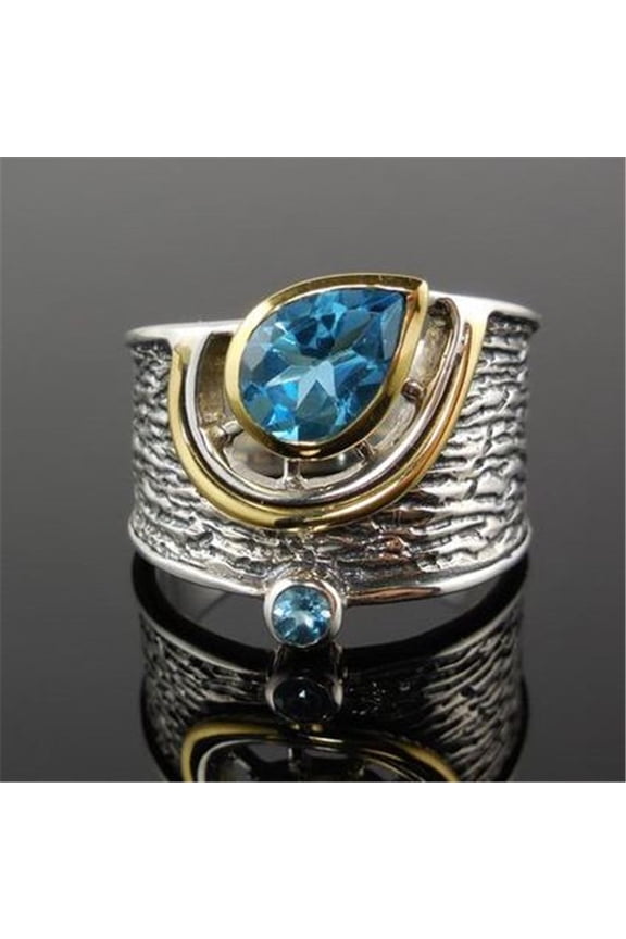 Drop Shipping Ethnic Women Rings Personality Design with Water Drop Stone Female Party Ring Birthday Gift Jewelry Ring
