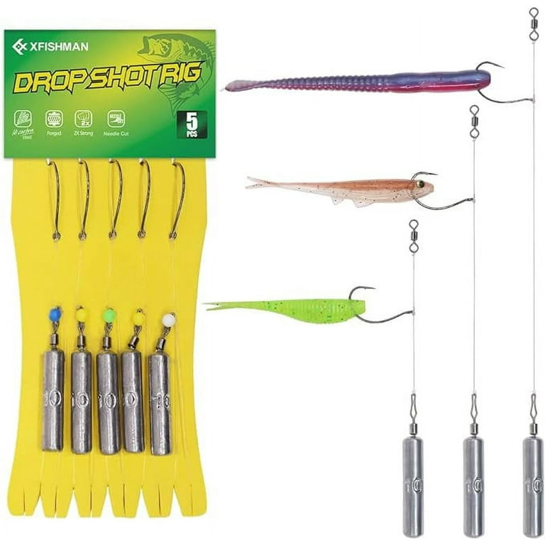 Drop Shot Rigs for Bass Fishing Ready Rig with Hooks and Sinker Weights