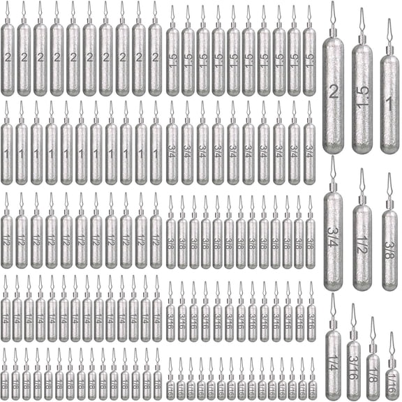 Drop Shot Weight Skinny Pencil Shaped Fishing Sinkers Rig For Ocean Saltwater Surf Bass Casting Gear Tackle 1/16oz  3/16oz 1/8oz 1/2oz 3/8oz 1/4oz 3/4oz 1oz 1.5oz 2oz