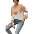 thumbnail image 1 of Drop Shoulder Color Block Sweater Beige Medium, 1 of 4