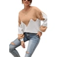 thumbnail image 1 of Drop Shoulder Color Block Sweater Beige Small, 1 of 4