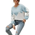 thumbnail image 1 of Drop Shoulder Color Block Sweater Blue Small, 1 of 4