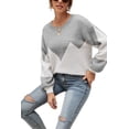 thumbnail image 1 of Drop Shoulder Color Block Sweater Gray Large, 1 of 3