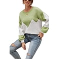thumbnail image 1 of Drop Shoulder Color Block Sweater Green Small, 1 of 3