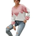 thumbnail image 1 of Drop Shoulder Color Block Sweater Pink Small, 1 of 5