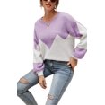 thumbnail image 1 of Drop Shoulder Color Block Sweater Purple Large, 1 of 4