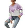 thumbnail image 1 of Drop Shoulder Color Block Sweater Purple Small, 1 of 4