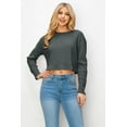thumbnail image 1 of Drop Shoulder Crew Neck Cropped Sweater Rib-knit, 1 of 1