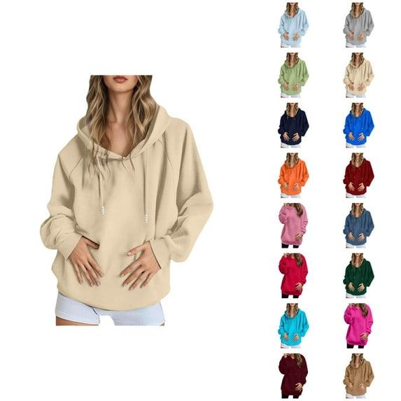 Drop Shoulder Hoodie 2025 Plain Basic Long Sleeve Hooded Sweatshirt Pullover Casual Streetwear Hoodies for Women
