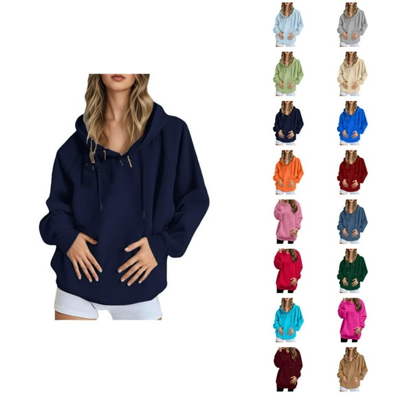 Drop Shoulder Hoodie 2025 Plain Basic Long Sleeve Hooded Sweatshirt Pullover Casual Streetwear Hoodies for Women