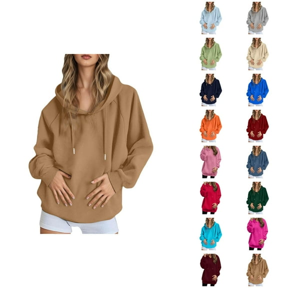 Drop Shoulder Hoodie 2025 Plain Basic Long Sleeve Hooded Sweatshirt Pullover Casual Streetwear Hoodies for Women