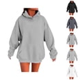 thumbnail image 1 of Drop Shoulder Hoodie Long Sleeve Essentials Hoodie Hooded Sweatshirt with Pockets Pullover Hoodies for Women, 1 of 6