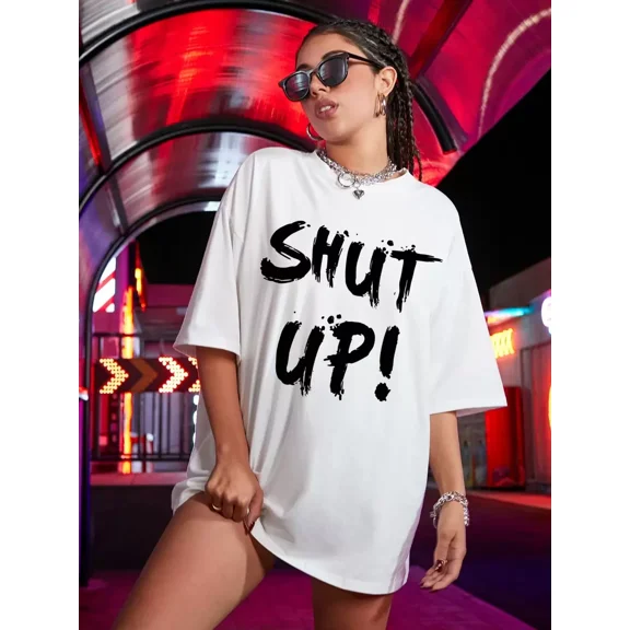 Drop Shoulder Letter Graphic Oversized Tee, Unisex