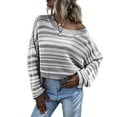 thumbnail image 1 of Drop Shoulder Striped Sweater Gray Small, 1 of 4