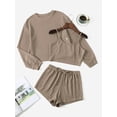 thumbnail image 1 of Drop Shoulder Waffle Knit Lounge Set With Tee, 1 of 5