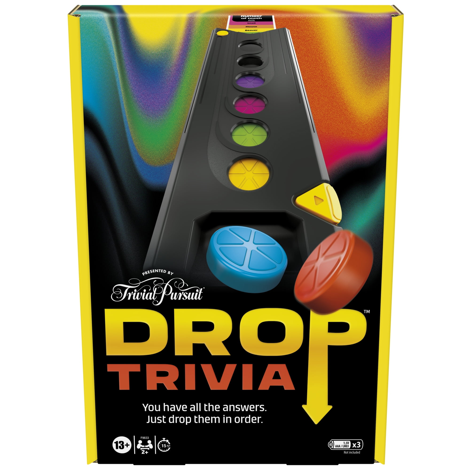 Drop Trivia Game, Electronic Party Board Game with Voice and Sounds, for 2+ Players, Ages 13+