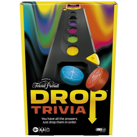 Drop Trivia Game, Electronic Party Board Game with Voice and Sounds, for 2+ Players, Ages 13+