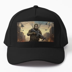Drop Zone Chaos Baseball Hat, Warzone-Inspired Action Graphic Design, Classic Cap